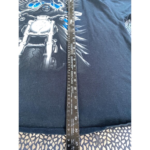 Vintage Y2K Black biker skull shirt with angel wings and lightning bolt Size 3XL - Picture 6 of 6